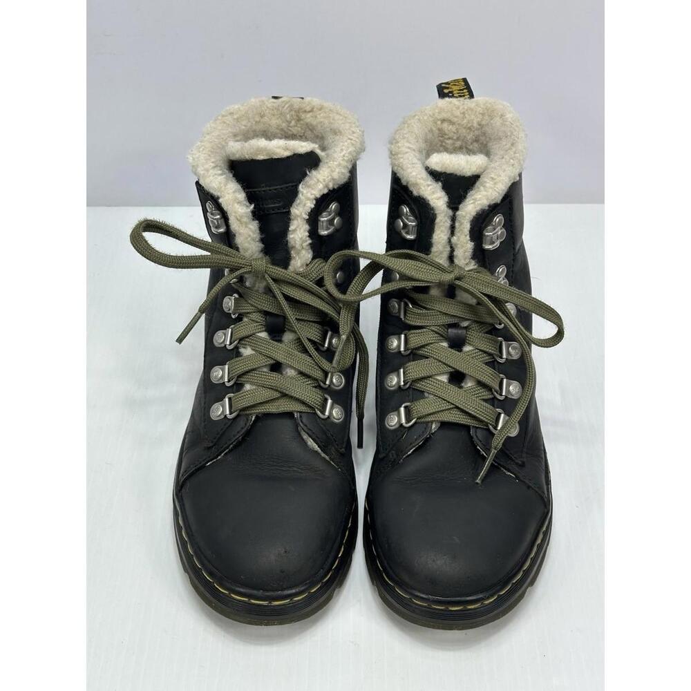 Dr. Martens Combs Wyoming Faux Fur Lined Lace Up Boots Black Womens US‎ 7 Docs